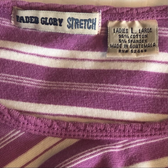 Faded Glory Stretch womens purple and white striped shortsleeve shirt top - Picture 9 of 12